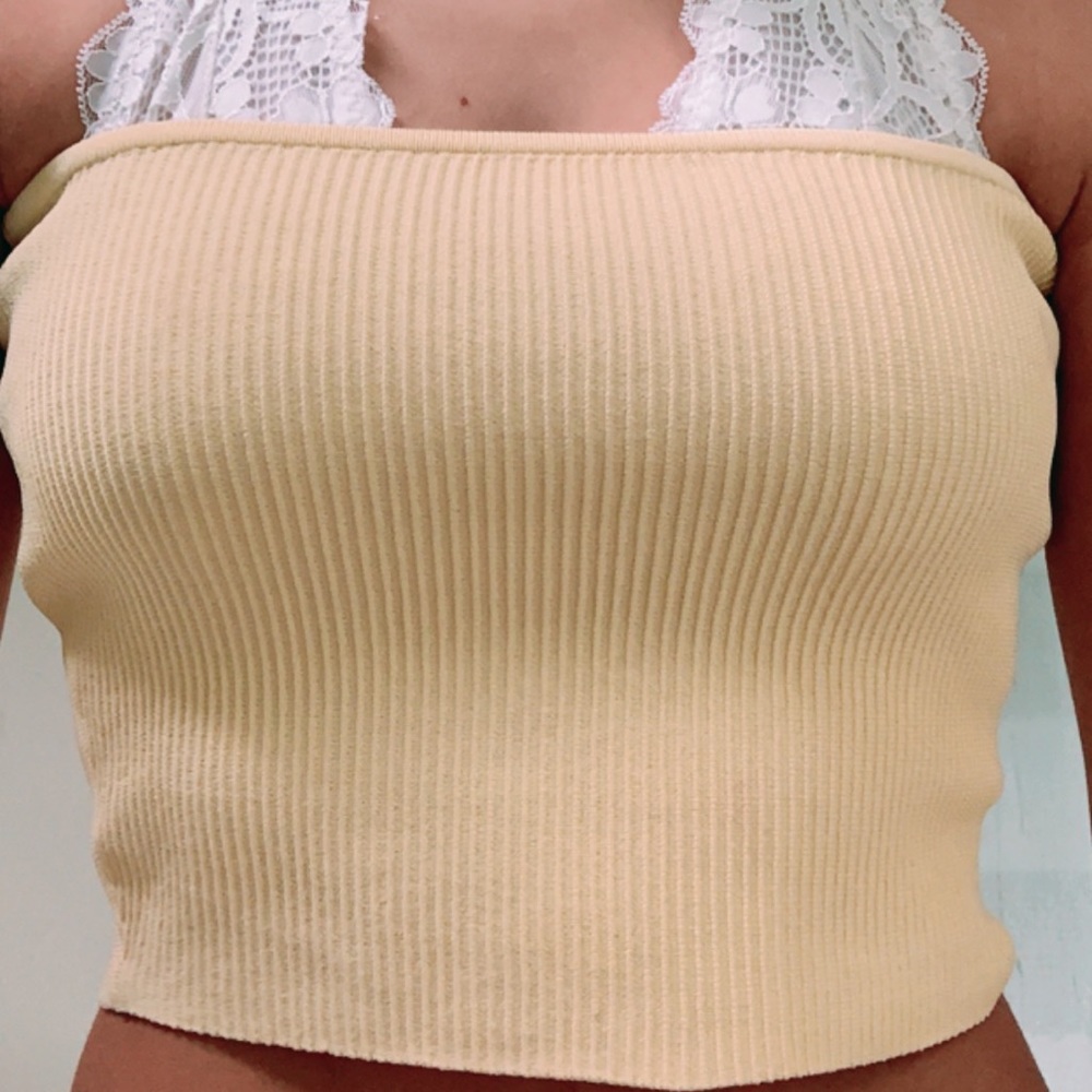 pac sun ribbed yellow tube top